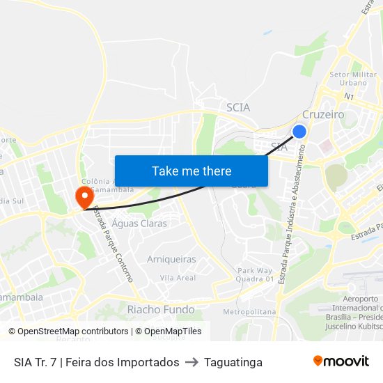 SIA Tr. 7 | Feira dos Importados to Taguatinga map