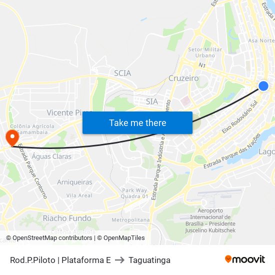 Rod.P.Piloto | Plataforma E to Taguatinga map
