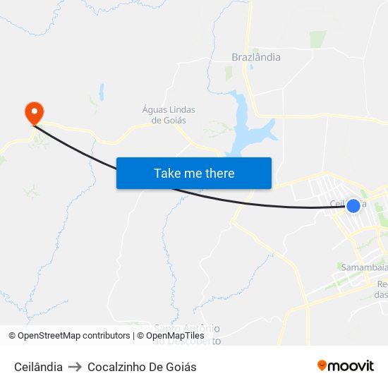 Ceilândia to Cocalzinho De Goiás map