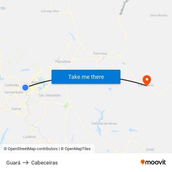 Guará to Cabeceiras map