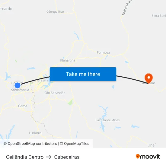Ceilândia Centro to Cabeceiras map