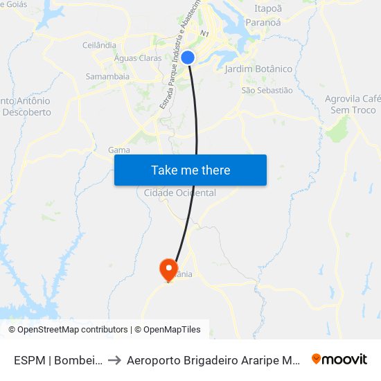 ESPM | Bombeiros to Aeroporto Brigadeiro Araripe Macedo map