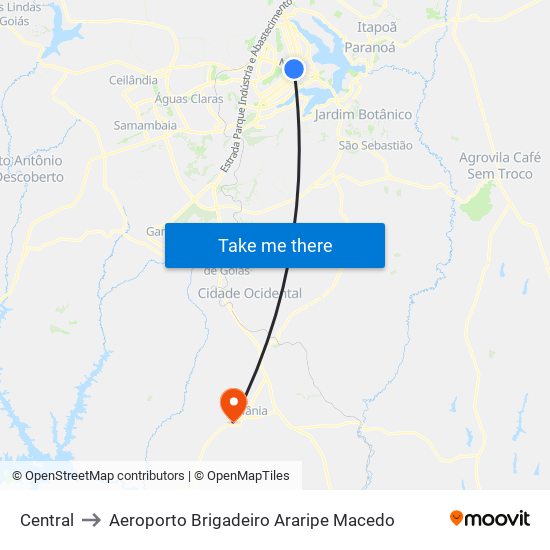 Central to Aeroporto Brigadeiro Araripe Macedo map