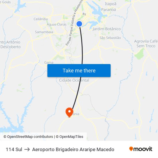 114 Sul to Aeroporto Brigadeiro Araripe Macedo map