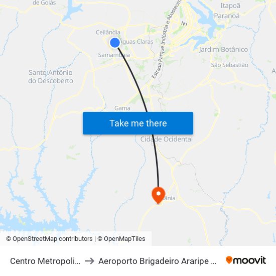 Centro Metropolitano to Aeroporto Brigadeiro Araripe Macedo map