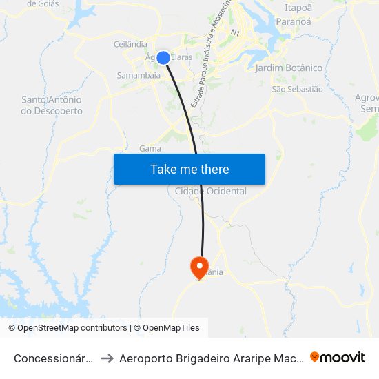 Concessionárias to Aeroporto Brigadeiro Araripe Macedo map