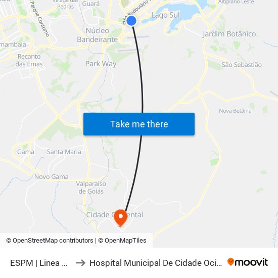 ESPM | Linea Vitta to Hospital Municipal De Cidade Ocidental map