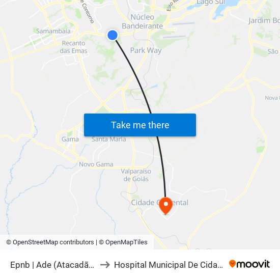 Epnb | Ade (Atacadão Do Mdf) to Hospital Municipal De Cidade Ocidental map
