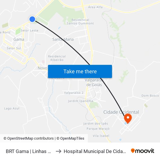 BRT Gama | Linhas Circulares to Hospital Municipal De Cidade Ocidental map