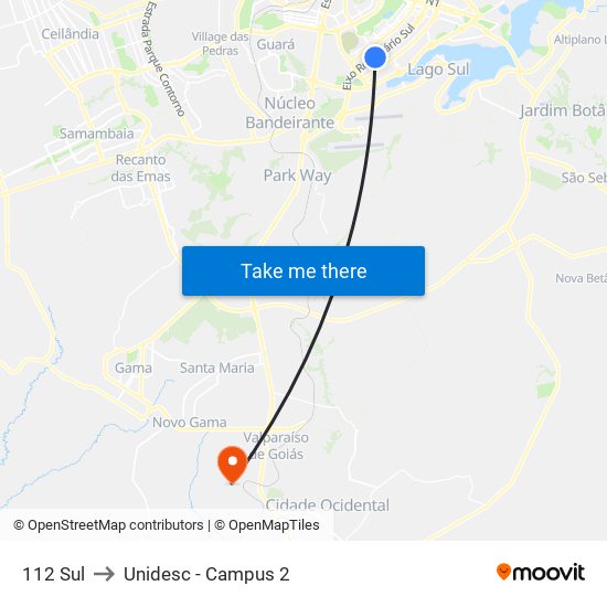 112 Sul to Unidesc - Campus 2 map