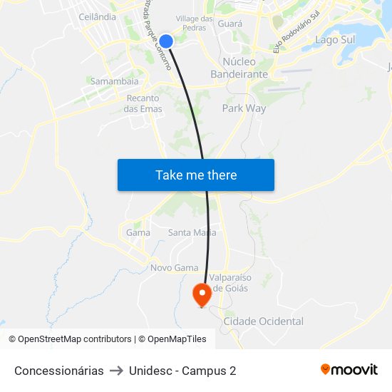 Concessionárias to Unidesc - Campus 2 map