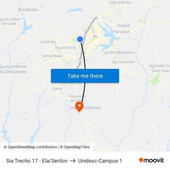 Sia Trecho 17 - Ela/Serilon to Unidesc-Campus 1 map