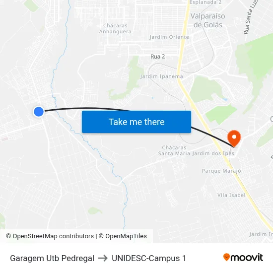 Garagem Utb Pedregal to UNIDESC-Campus 1 map