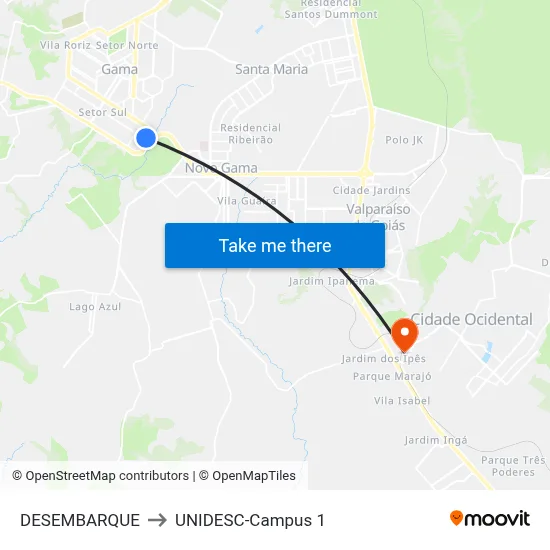 DESEMBARQUE to UNIDESC-Campus 1 map