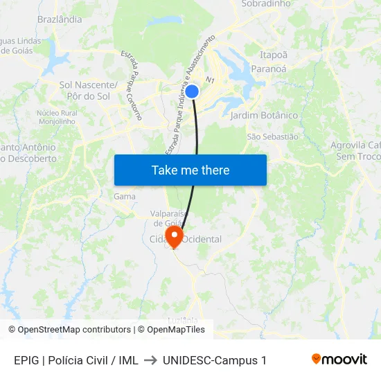 EPIG | Polícia Civil / IML to UNIDESC-Campus 1 map