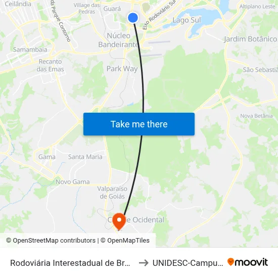Rodoviária Interestadual de Brasília to UNIDESC-Campus 1 map