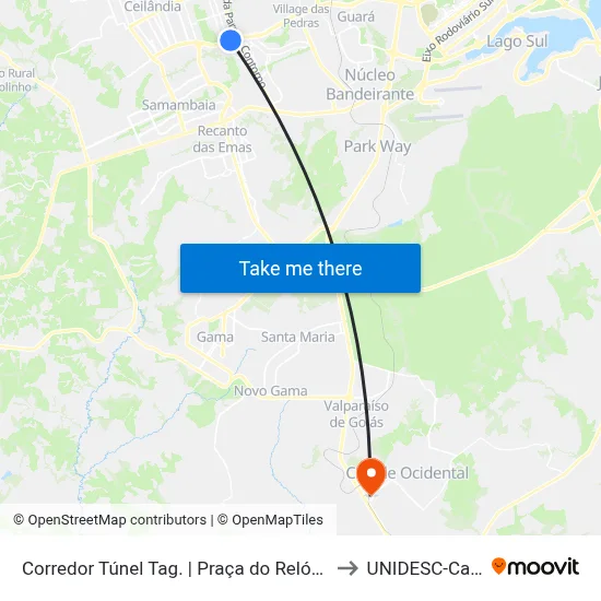 Corredor Túnel Tag. | Praça do Relógio (Sentido Ceil.) to UNIDESC-Campus 1 map