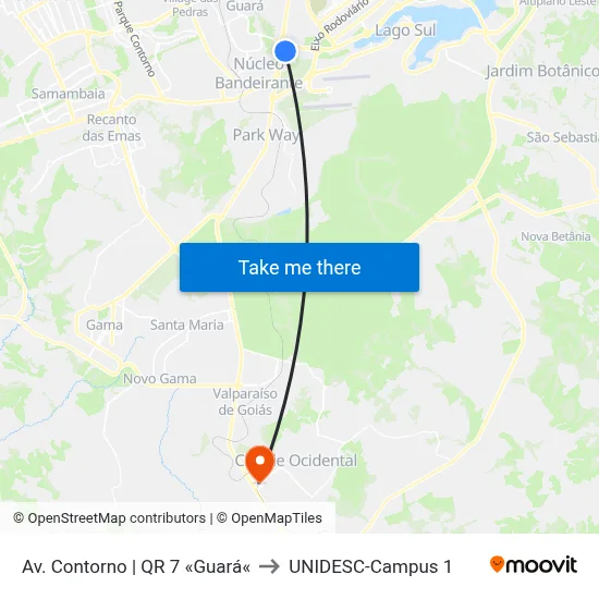 Av. Contorno | QR 7 «Guará« to UNIDESC-Campus 1 map