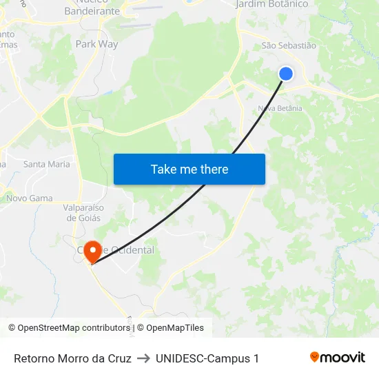 Retorno Morro da Cruz to UNIDESC-Campus 1 map