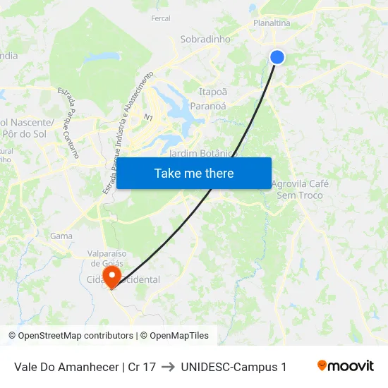 Vale Do Amanhecer | Cr 17 to UNIDESC-Campus 1 map