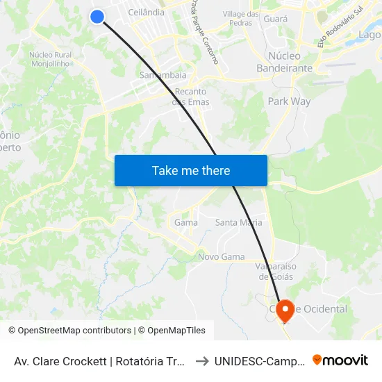 Av. Clare Crockett | Rotatória TremBão to UNIDESC-Campus 1 map