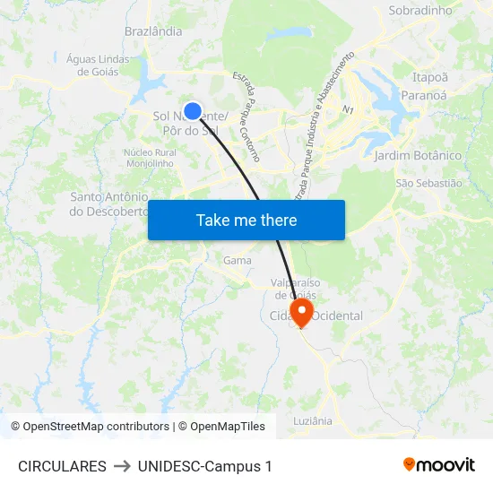 CIRCULARES to UNIDESC-Campus 1 map