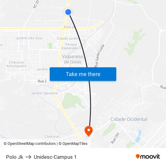 Polo Jk to Unidesc-Campus 1 map