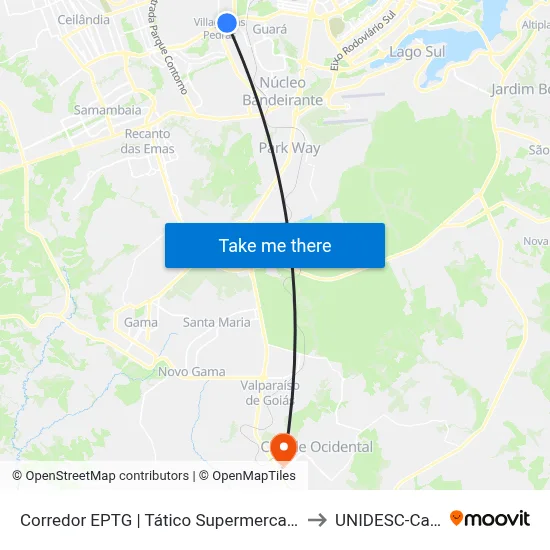Corredor EPTG | Tático Supermercado (Sentido Tag.) to UNIDESC-Campus 1 map