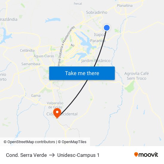 Cond. Serra Verde to Unidesc-Campus 1 map