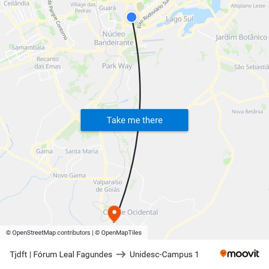 Fórum Leal Fagundes to Unidesc-Campus 1 map