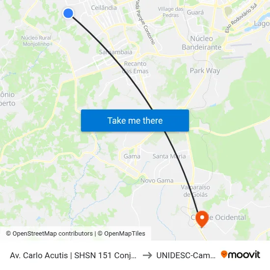 Av. Carlo Acutis | SHSN 151 Conjunto B, 71 to UNIDESC-Campus 1 map
