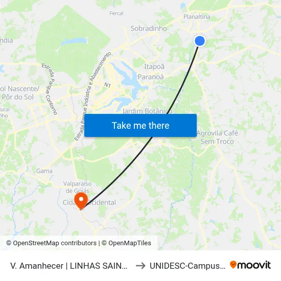V. Amanhecer | LINHAS SAINDO to UNIDESC-Campus 1 map