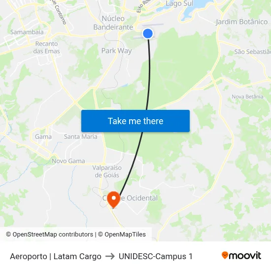 Aeroporto | Latam Cargo to UNIDESC-Campus 1 map