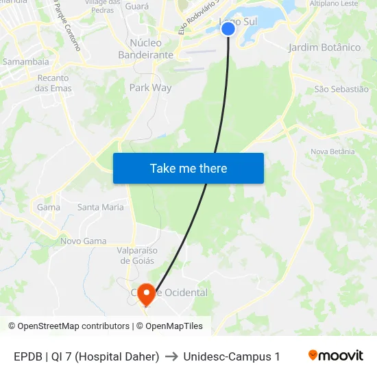 EPDB | QI 7 (Hospital Daher) to Unidesc-Campus 1 map