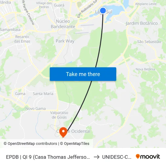 EPDB | QI 9 (Casa Thomas Jefferson / Igreja Ortodoxa) to UNIDESC-Campus 1 map