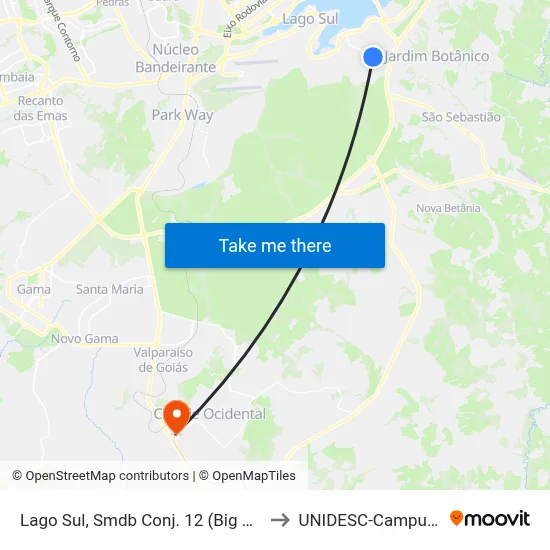Lago Sul, Smdb Conj. 12 (Big Box) to UNIDESC-Campus 1 map