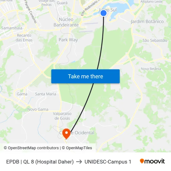 EPDB | QL 8 (Hospital Daher) to UNIDESC-Campus 1 map