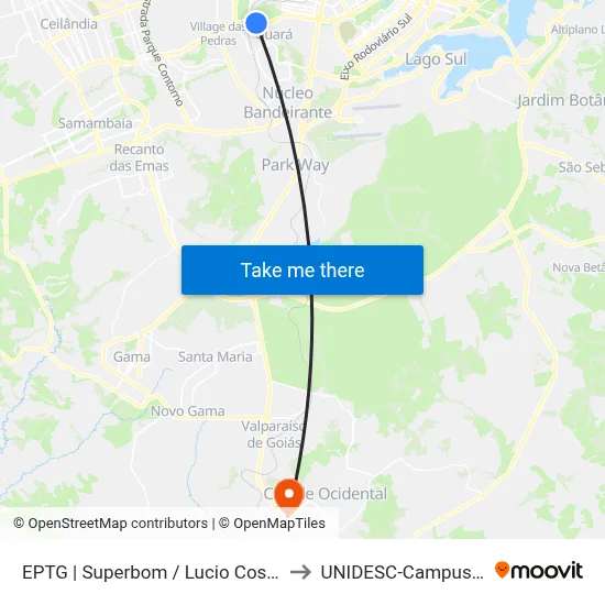 EPTG | Superbom / Lucio Costa to UNIDESC-Campus 1 map