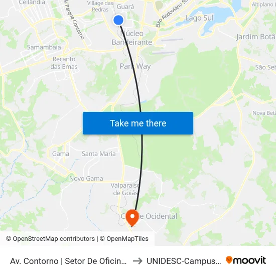 Av. Contorno | Setor De Oficinas to UNIDESC-Campus 1 map