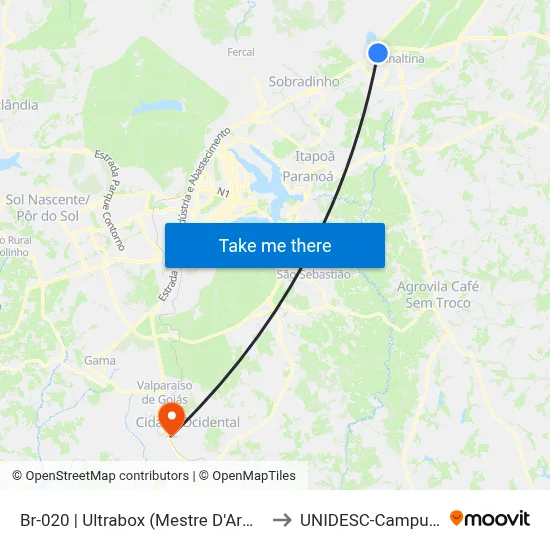 Br-020 | Ultrabox (Mestre D'Armas) to UNIDESC-Campus 1 map