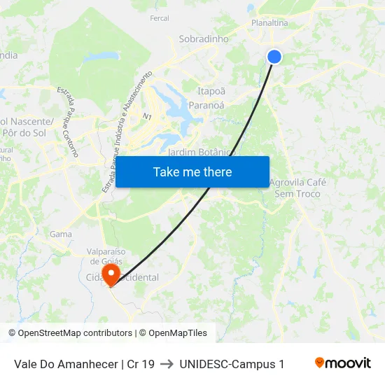 Vale Do Amanhecer | Cr 19 to UNIDESC-Campus 1 map