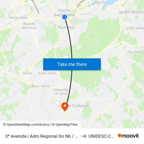 3ª Avenida | Adm Regional Do Nb / Praça Padre Roque to UNIDESC-Campus 1 map