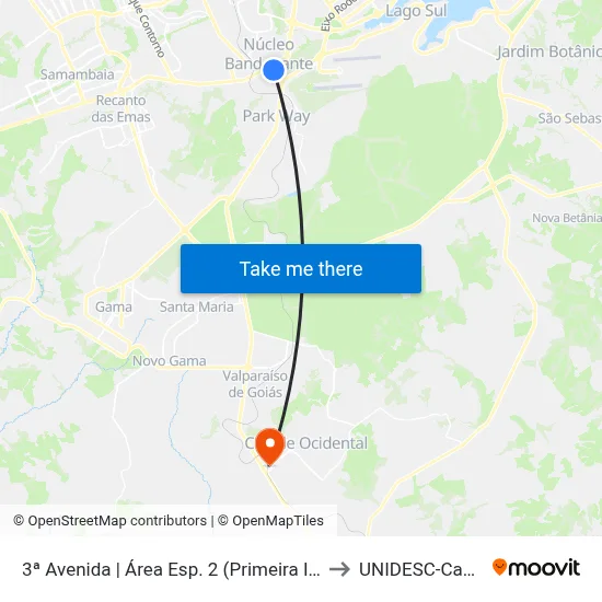 3ª Avenida | Área Esp. 2 (Primeira Igreja Batista) to UNIDESC-Campus 1 map
