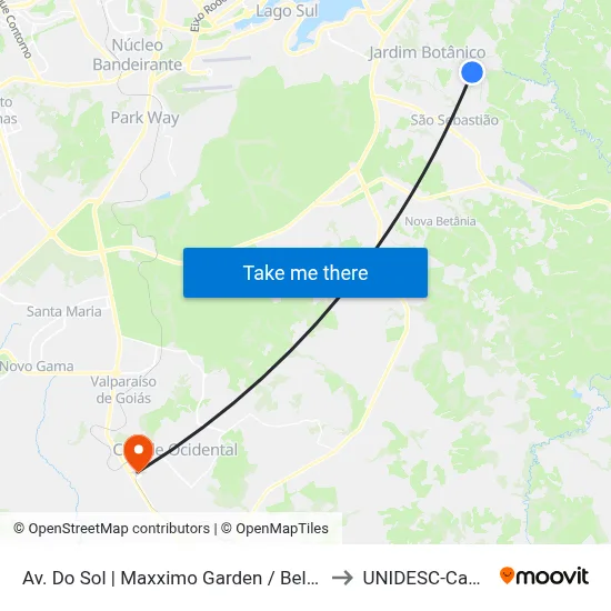 Av. Do Sol | Maxximo Garden / Belvedere Green to UNIDESC-Campus 1 map