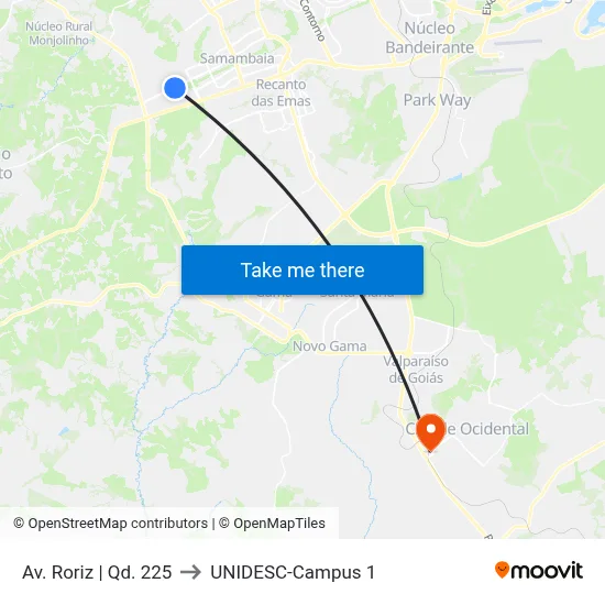 Av. Roriz | Qd. 225 to UNIDESC-Campus 1 map