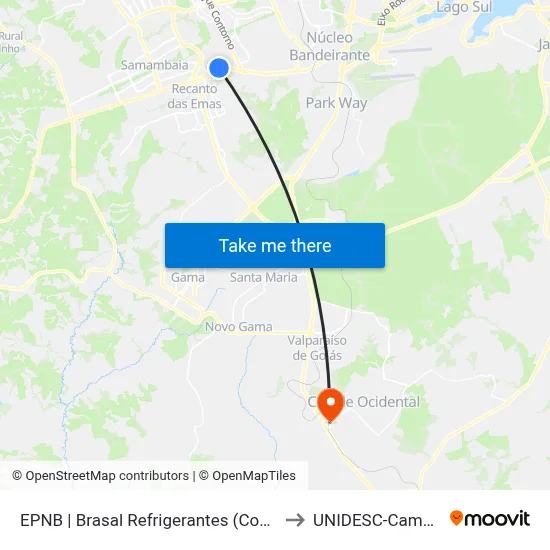 EPNB | Brasal Refrigerantes (Coca-Cola) to UNIDESC-Campus 1 map