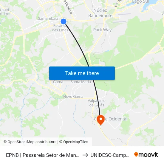 EPNB | Passarela Setor de Mansões to UNIDESC-Campus 1 map
