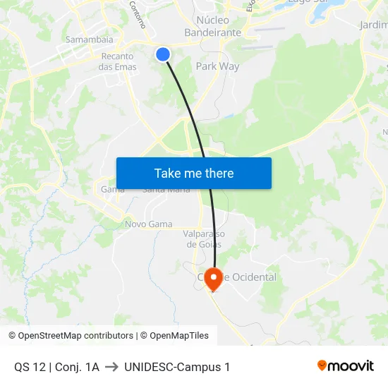 QS 12 | Conj. 1A to UNIDESC-Campus 1 map