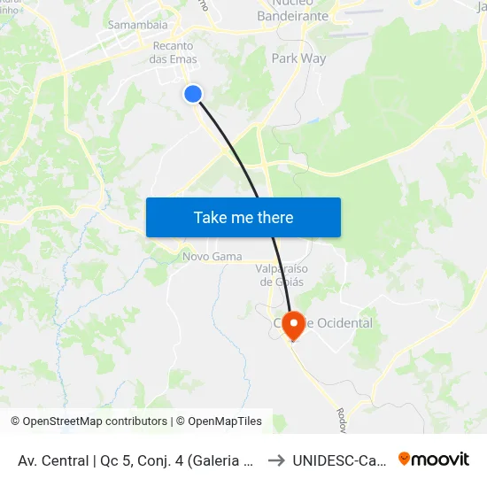 Av. Central | Qc 5, Conj. 4 (Galeria Dahriah Center) to UNIDESC-Campus 1 map