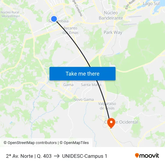 2ª Av. Norte | Q. 403 to UNIDESC-Campus 1 map